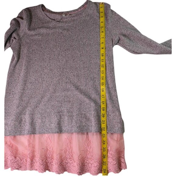 Cato Pullover Sweater Womens Medium Pink Lace Hem Whimsigoth Scoop Neck - Picture 6 of 12